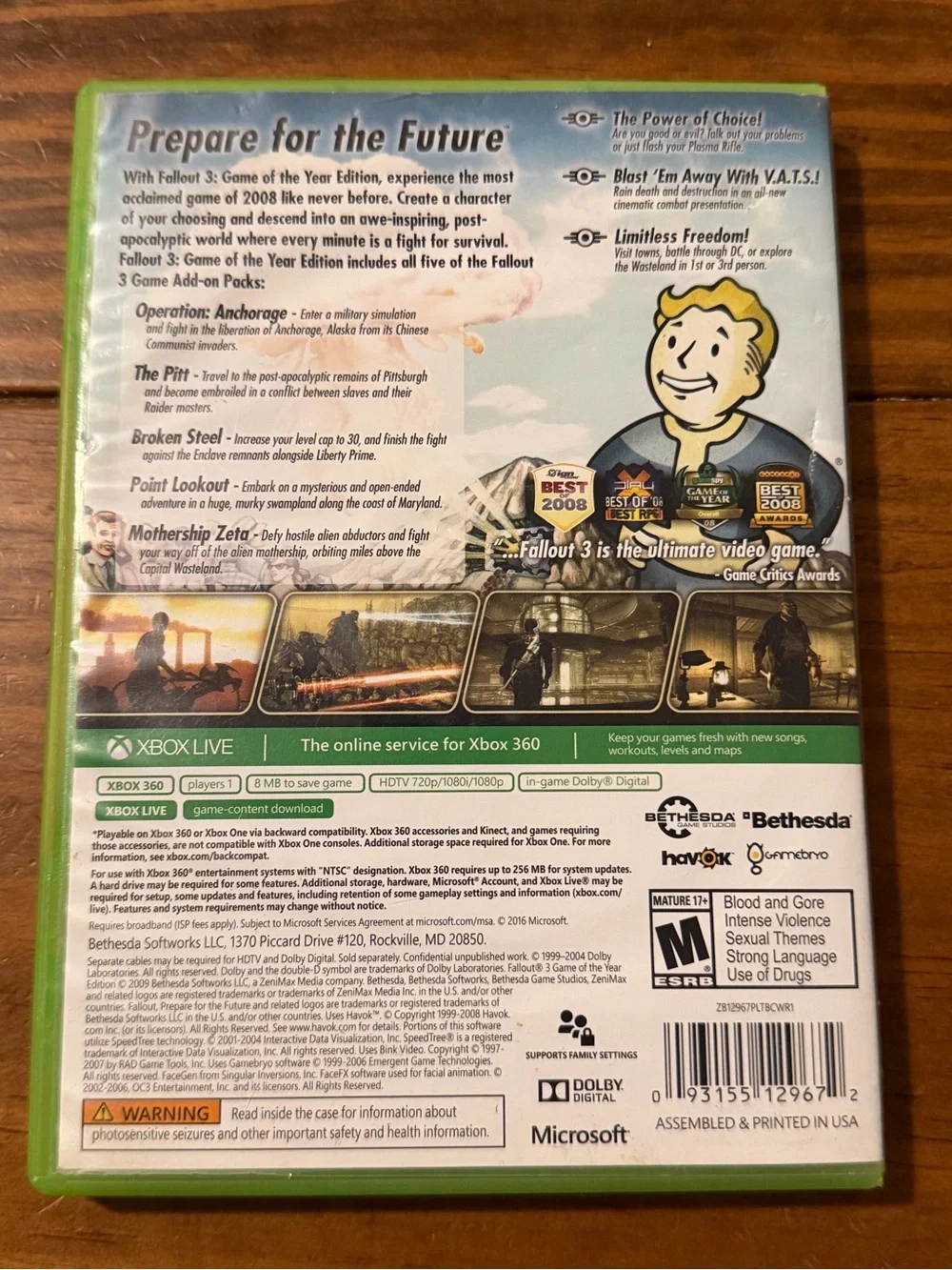 Fallout 3 Game of the Year Edition Xbox 360 Xbox1 Tested Works!